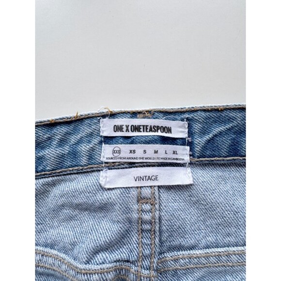 ONE TEASPOON Vintage Medium Rinse Distressed Tapered Drop Crotch Jeans, Size XXS - Picture 10 of 12